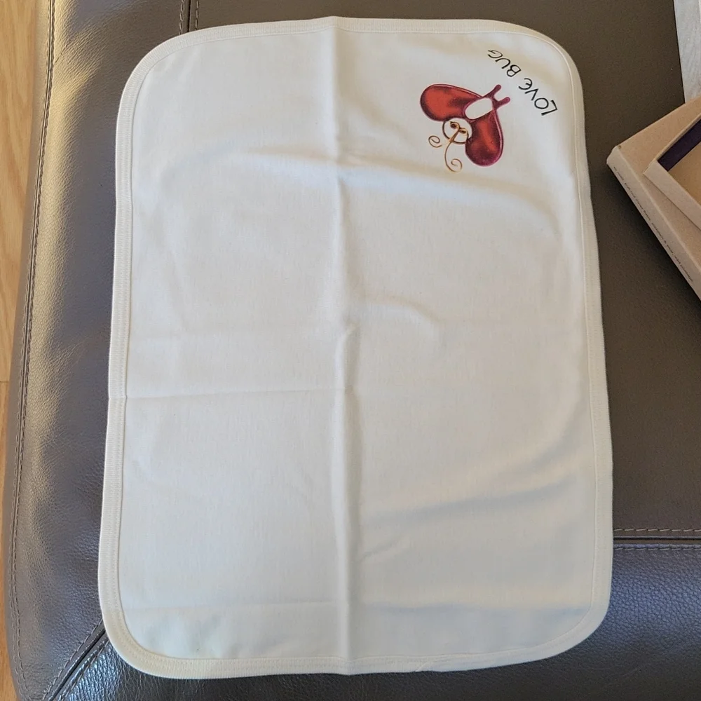 Kee - Ka Love bug organic cotton bib and burp cloth set.